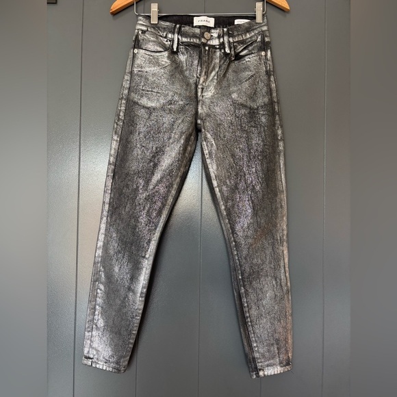 Frame Le High Skinny Crop Color Chrome Noir Size 25 - Picture 3 of 6